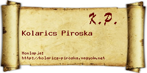 Kolarics Piroska névjegykártya